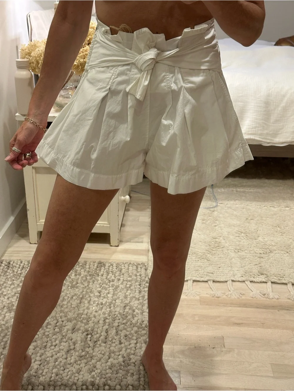 Ulla Johnson White high waist Tie-Waist Skort Shorts. Size S